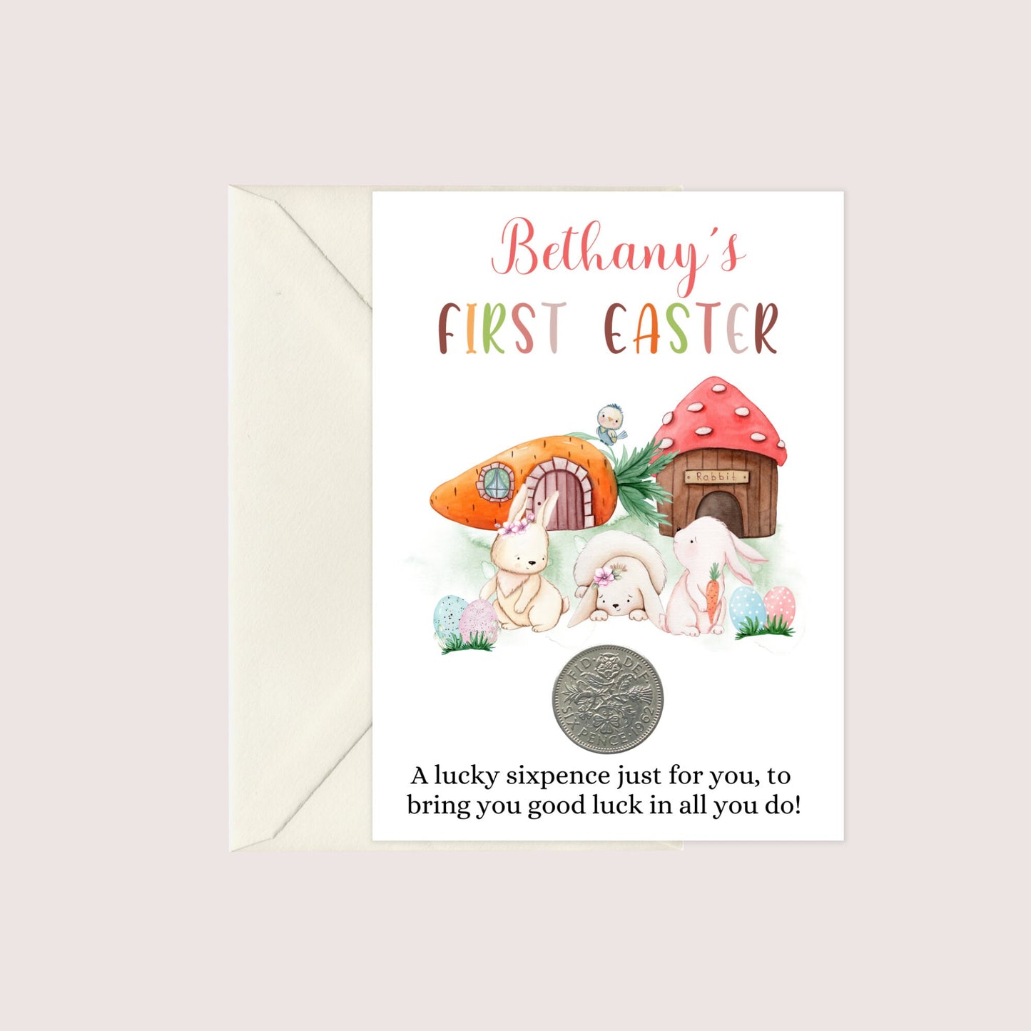 Baby's First Easter Gift Girls Boys - Personalised 1st Easter 2025 - Lucky Sixpence Coin - Easter Keepsake For Grandson Granddaughter - Tansy Bel