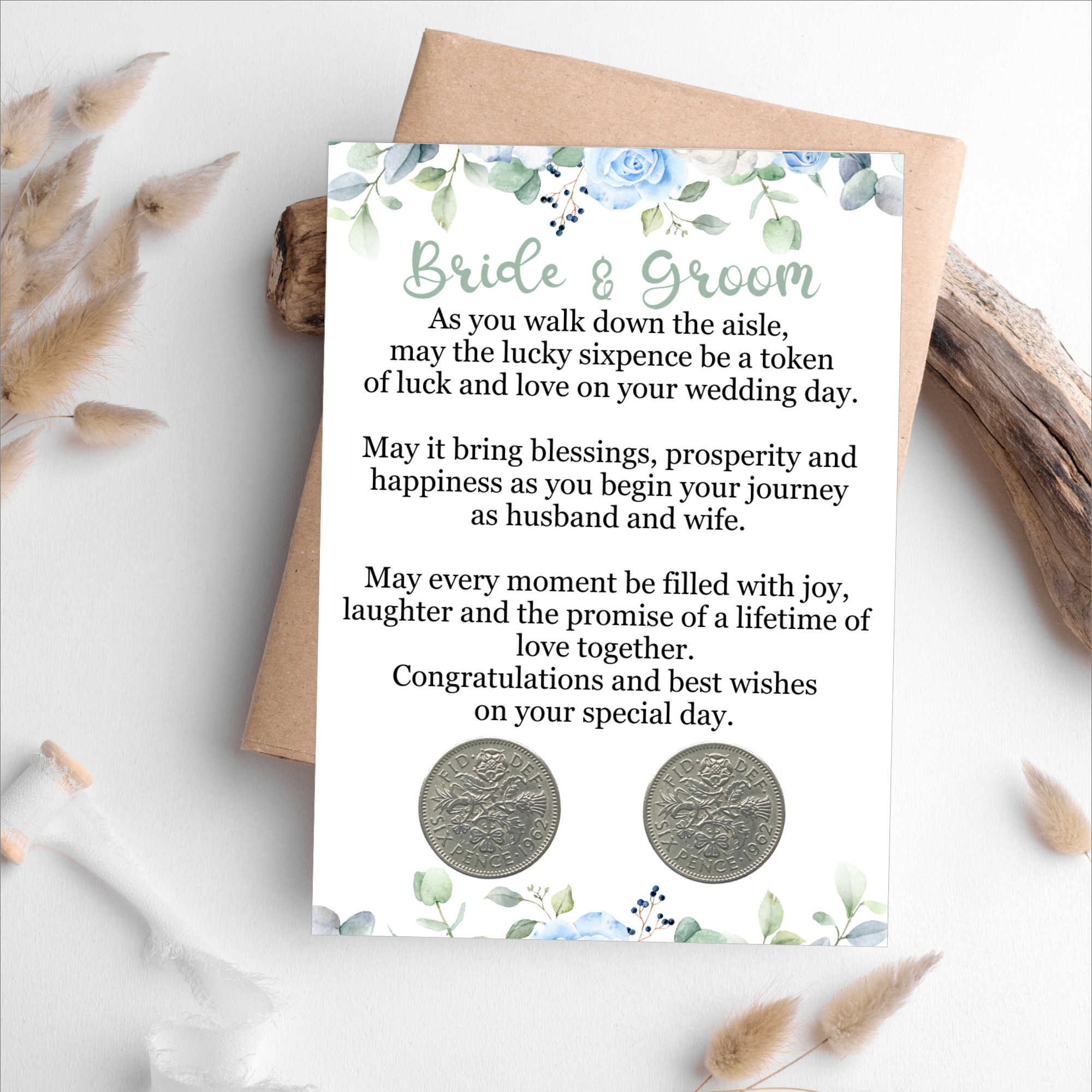 Bride And Groom Lucky Sixpence Gift