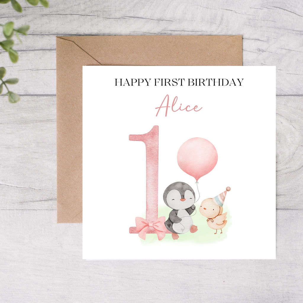First birthday card girl