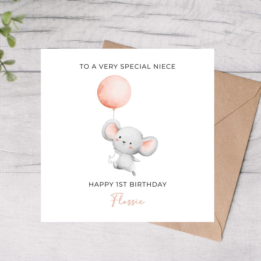 Niece 1st birthday card personalised