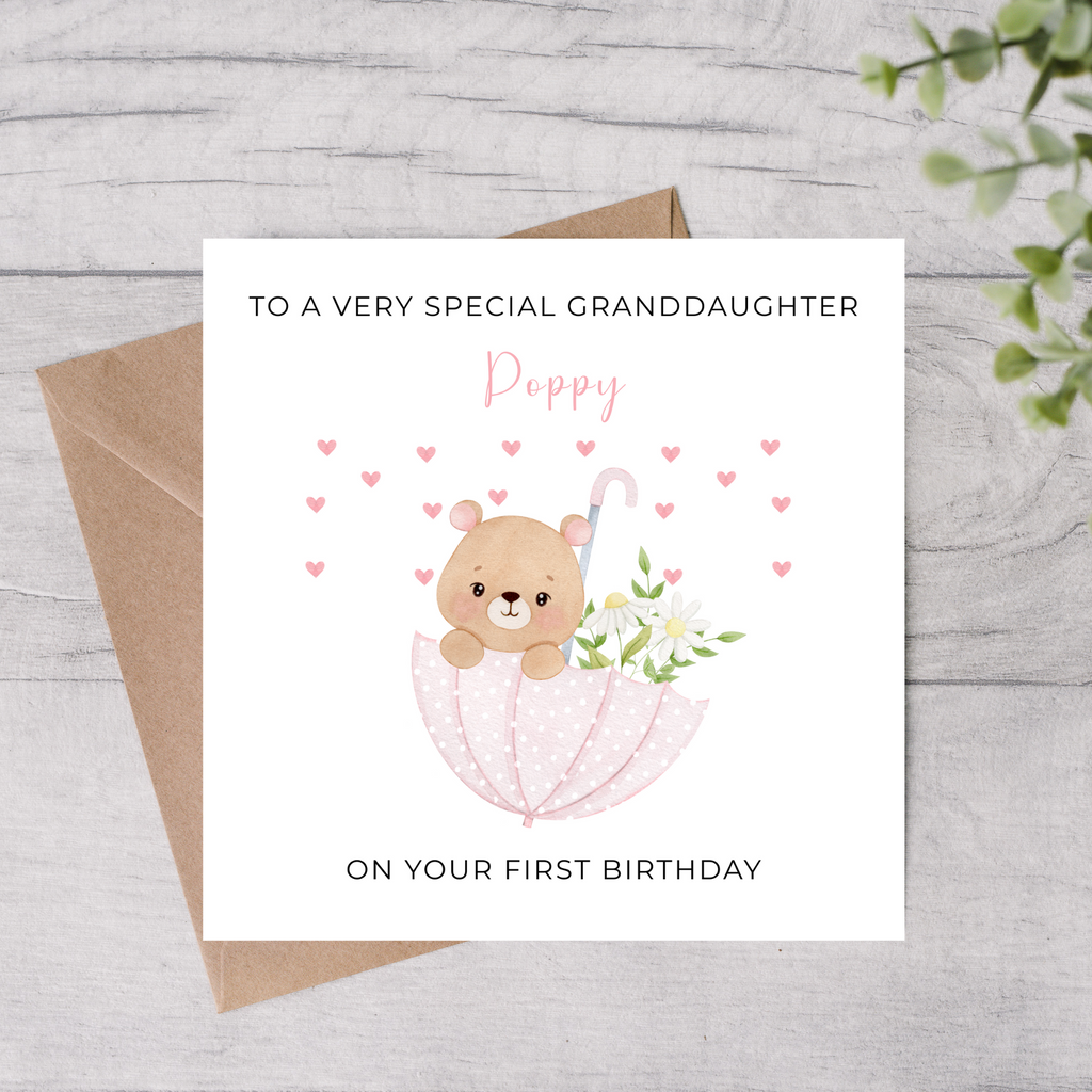 1st Birthday Granddaughter Card