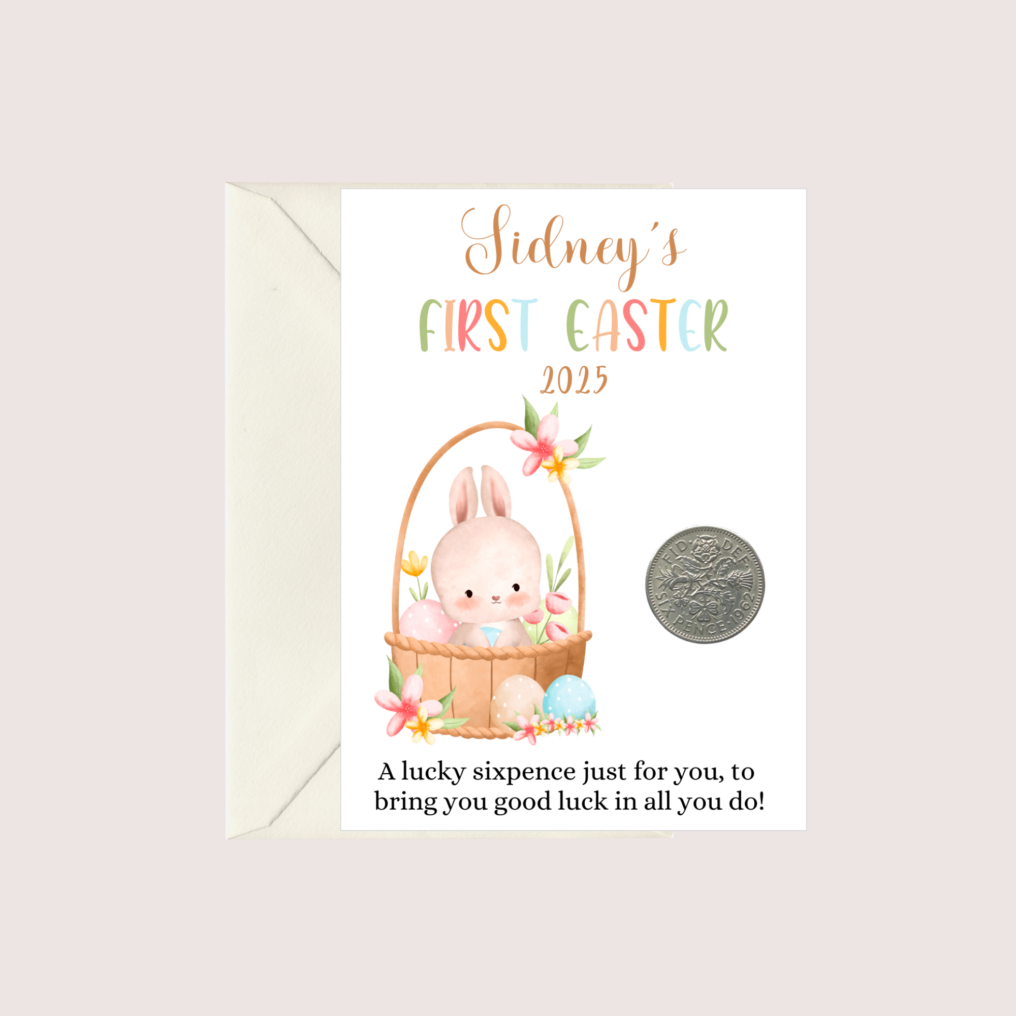Baby's First Easter 2025 Gift - Personalised Easter Keepsake - Lucky Sixpence Coin - Easter Presents For Son Daughter Grandson Granddaughter - Tansy Bel