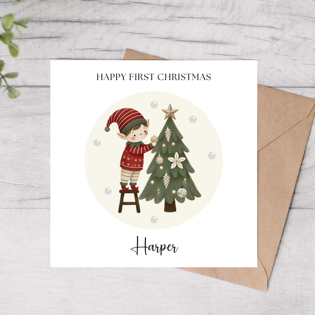 Baby’s First Christmas Card Elf Design