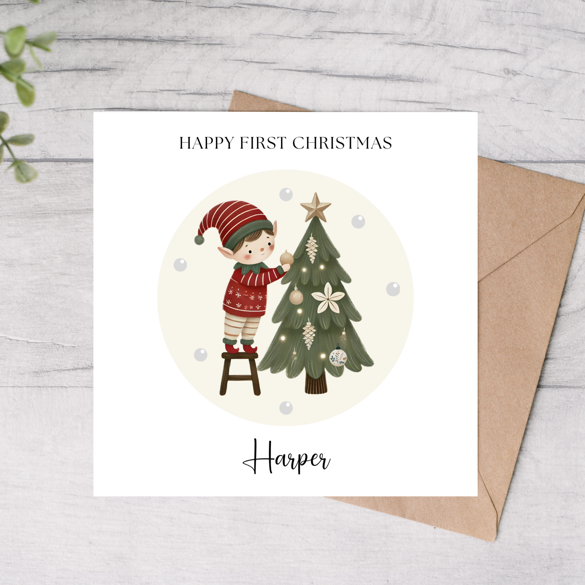 Baby’s First Christmas Card Elf Design