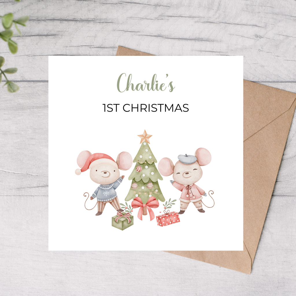Baby's First Christmas Card Mice