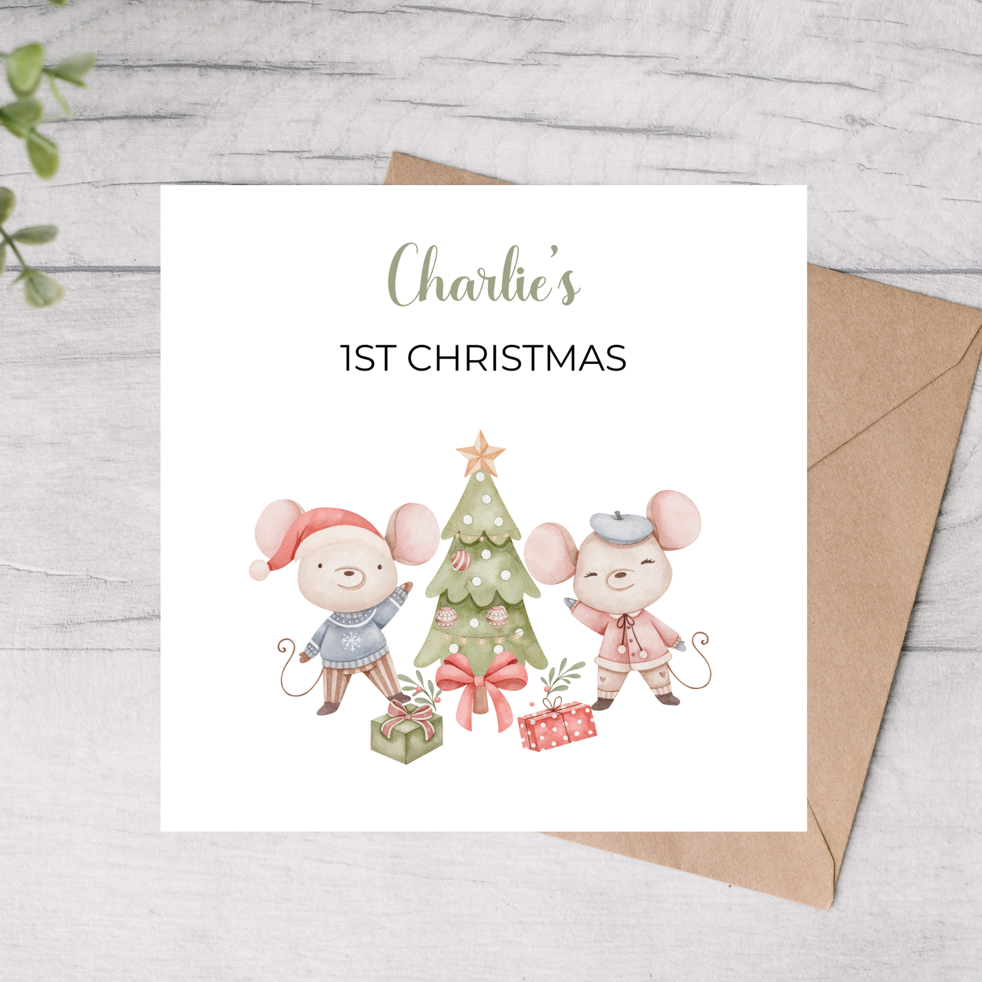 Baby's First Christmas Card Mice