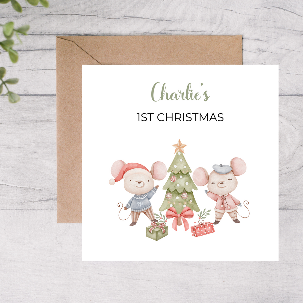 Baby’s First Christmas card - Mouse design