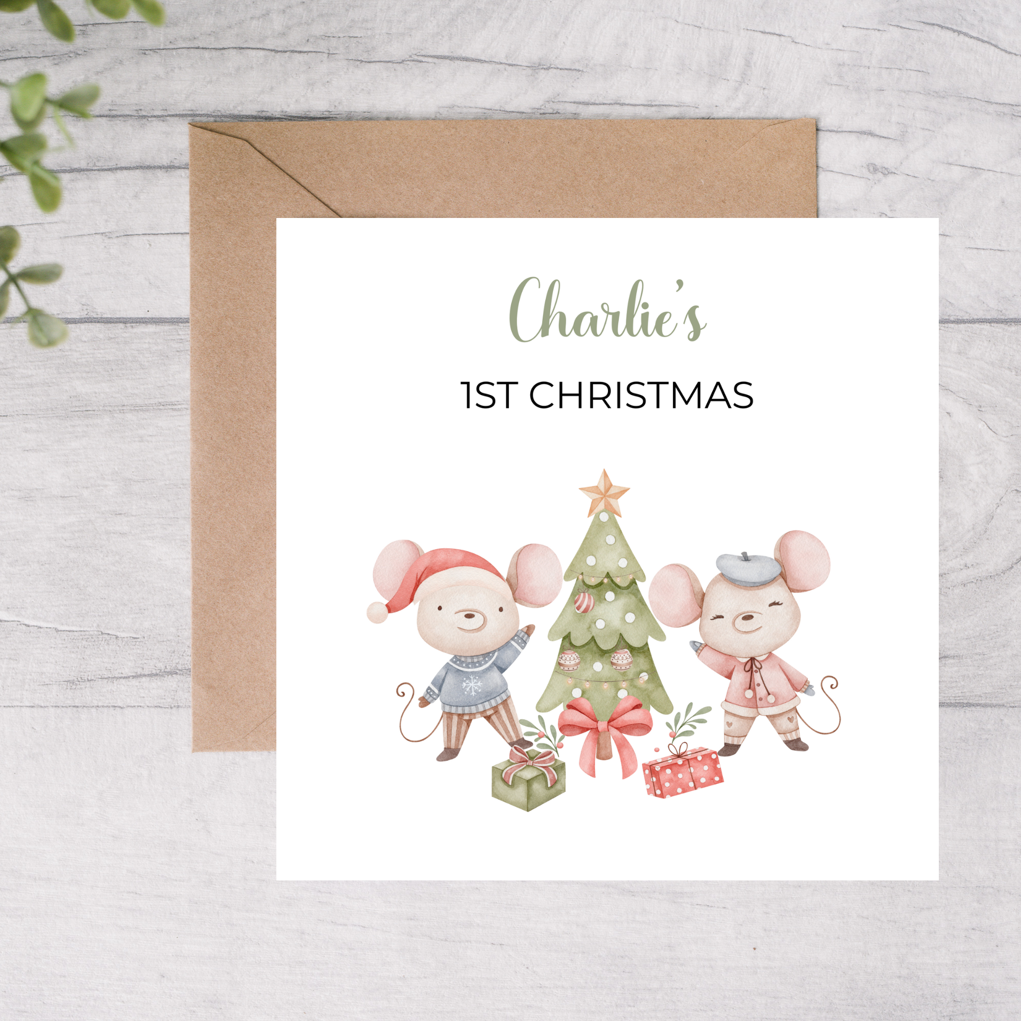 Baby’s First Christmas card - Mouse design