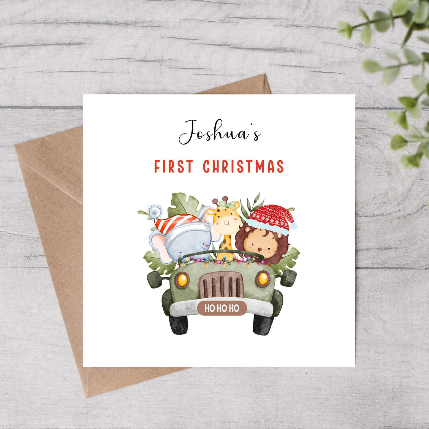 Baby first christmas card 
