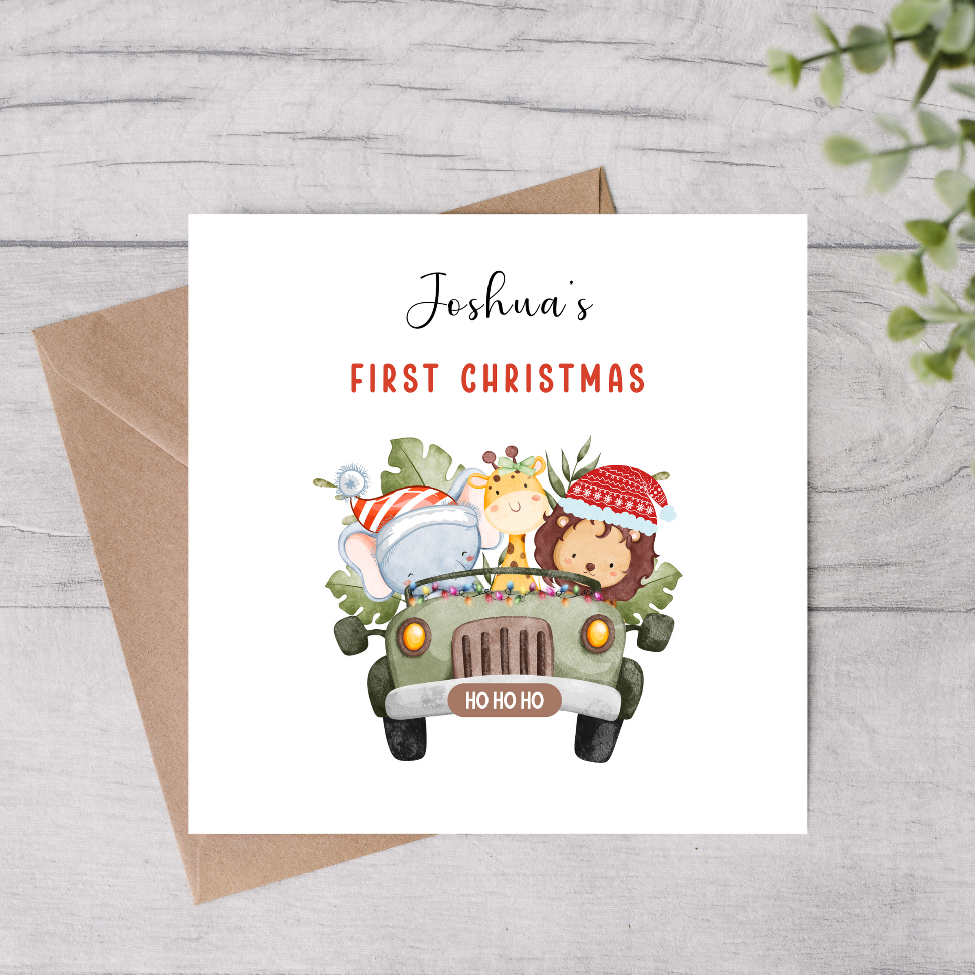 Baby first christmas card 