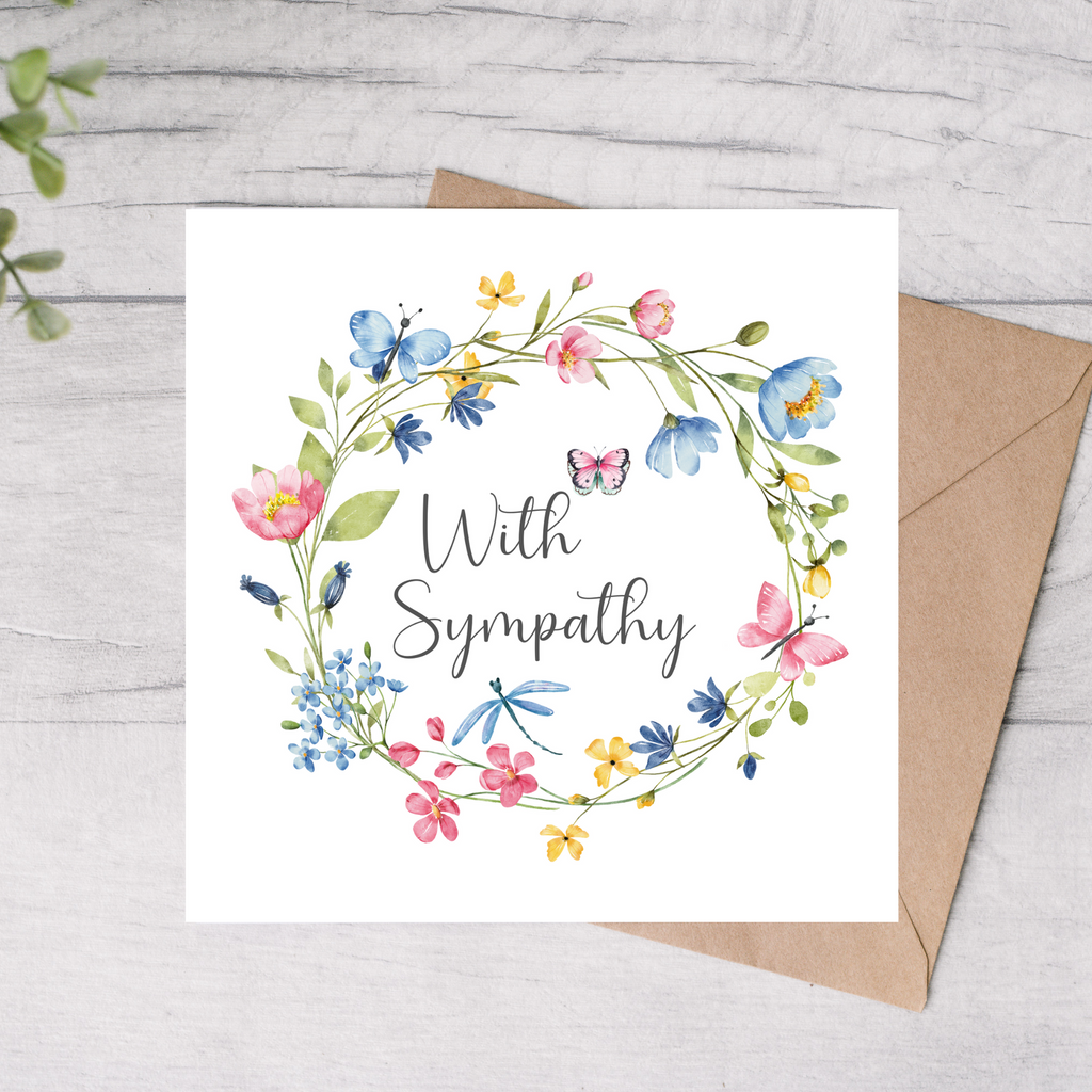 With sympathy floral butterfly card