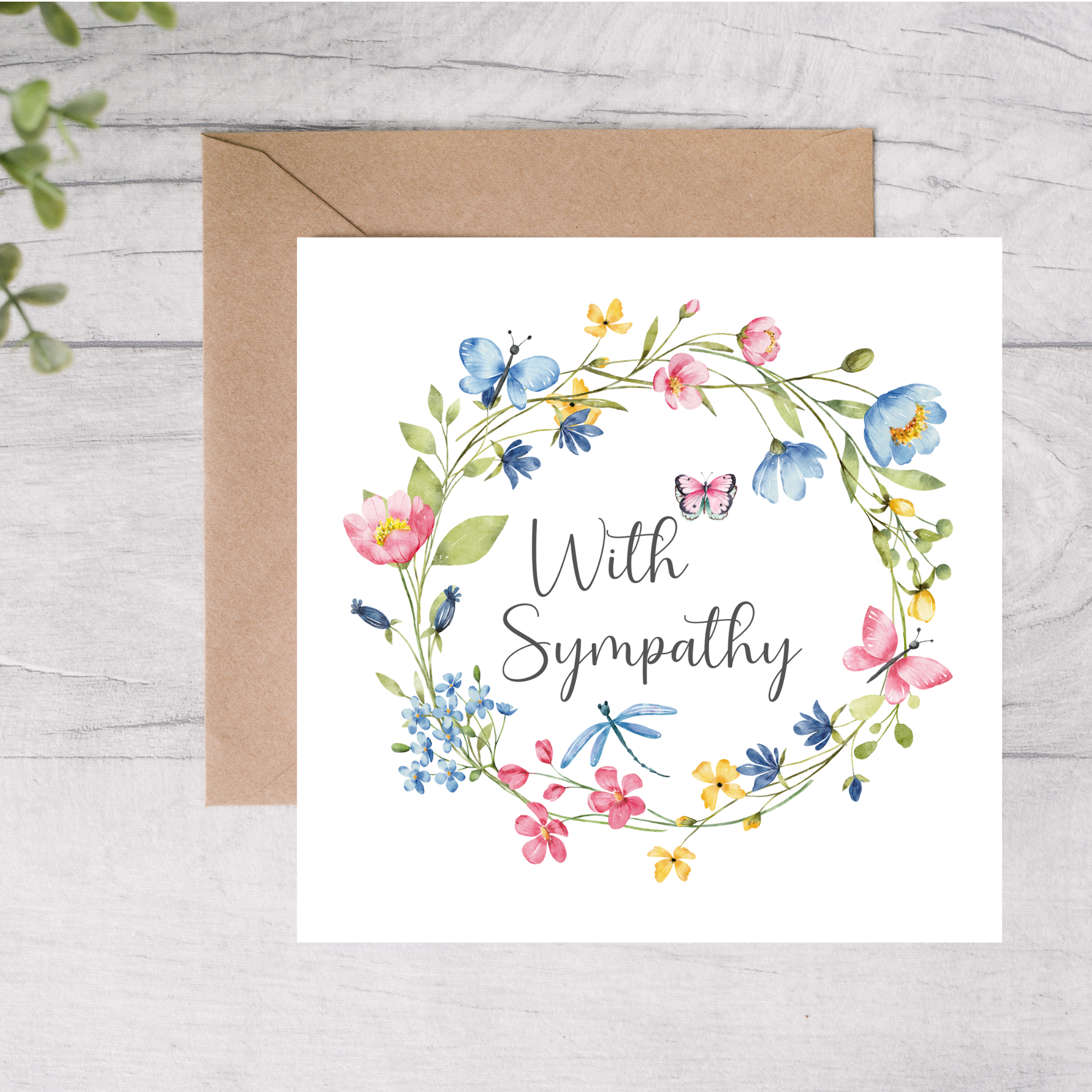 With sympathy butterfly card