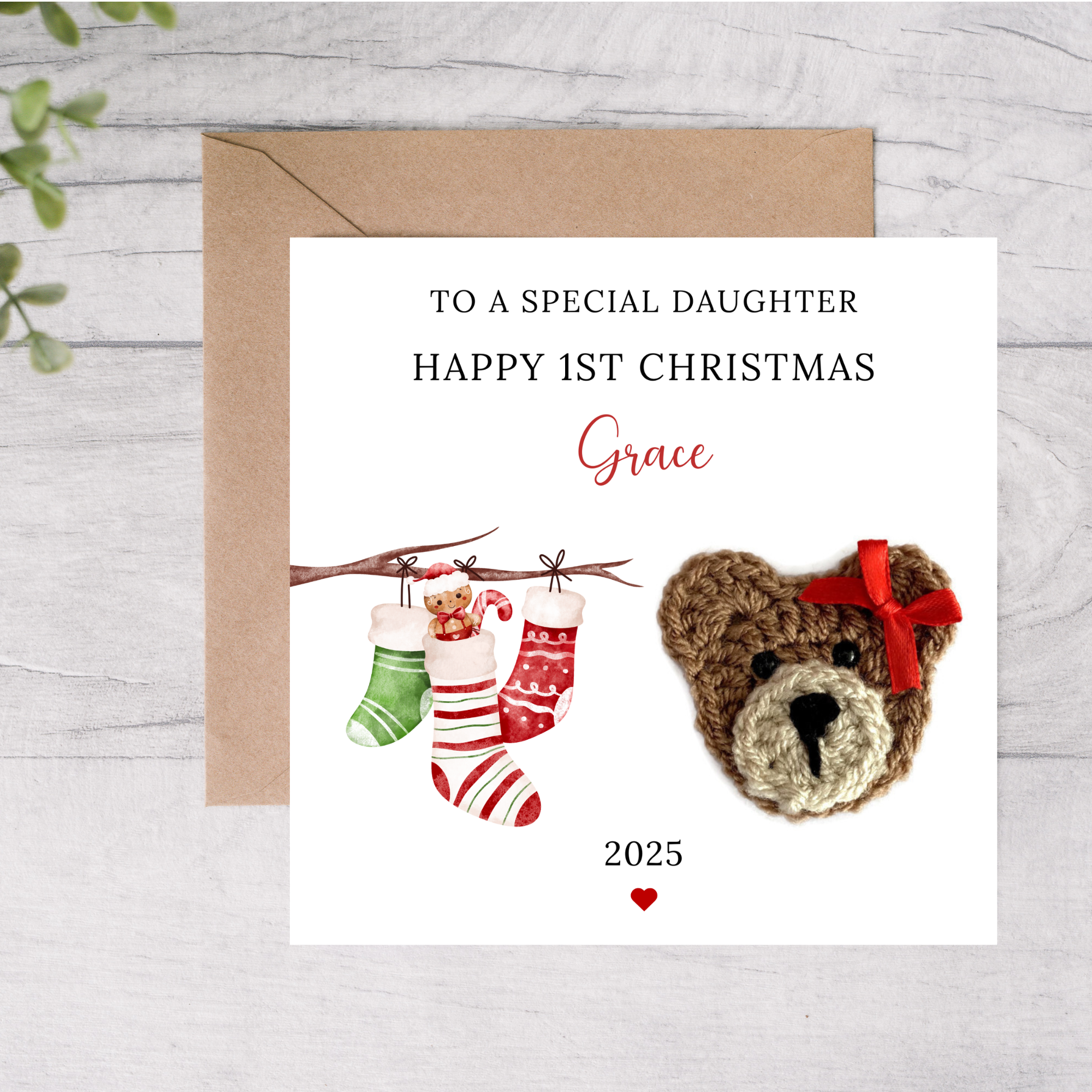 Daughter personalised first Christmas card
