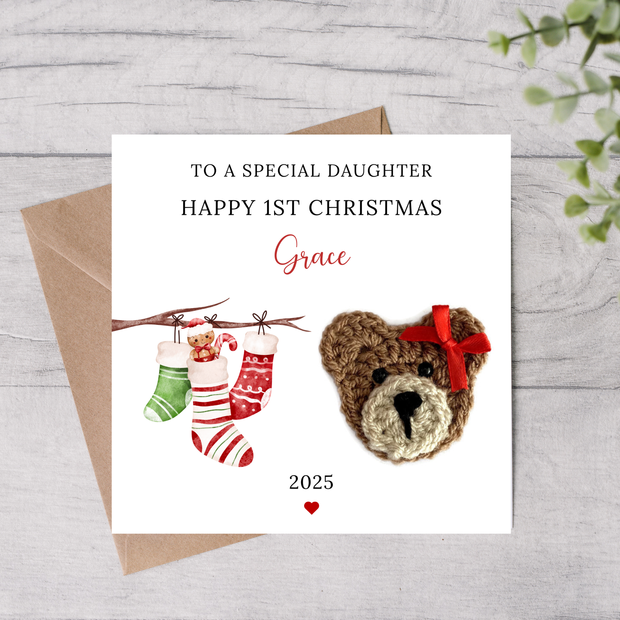 Daughter personalised first Christmas card