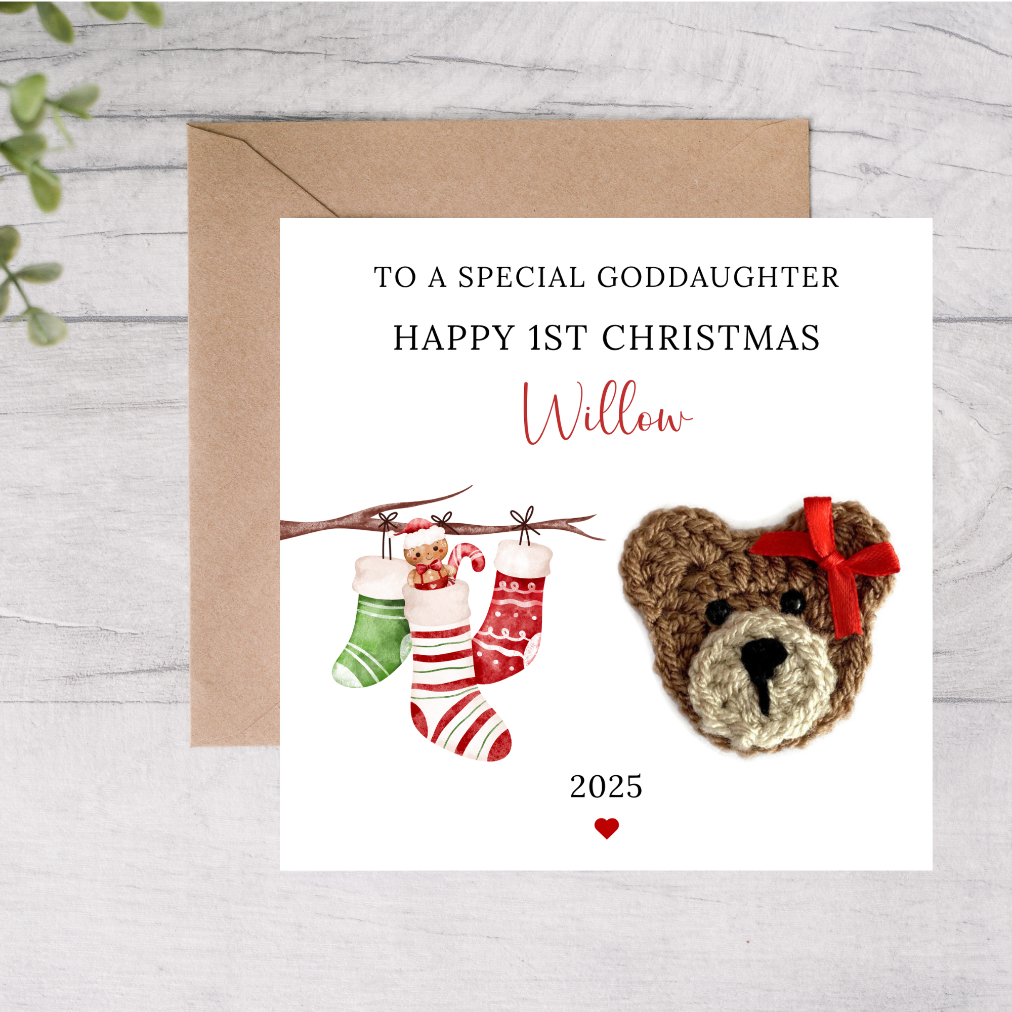 Goddaughter personalised first Christmas card