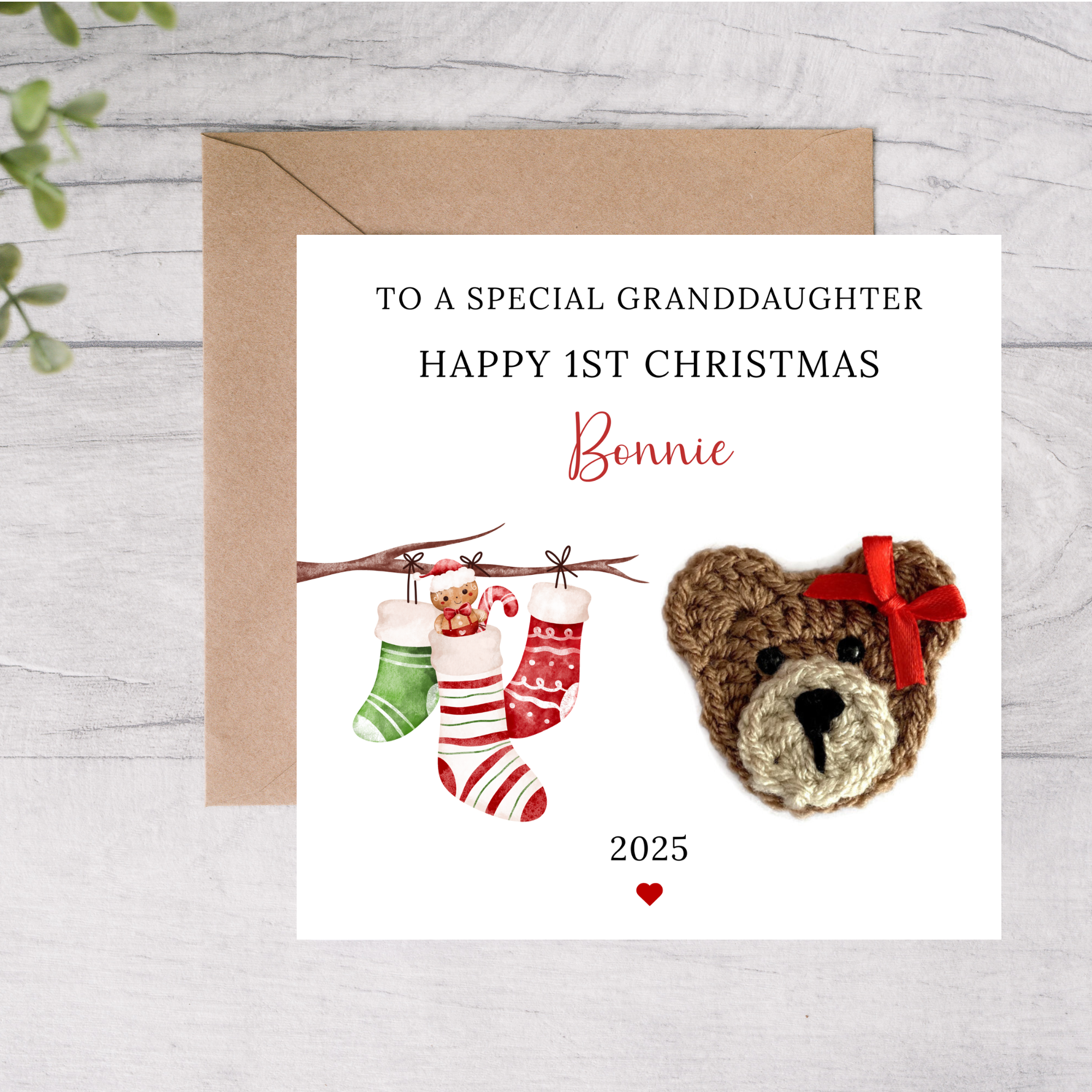 Granddaughter first Christmas card personalised