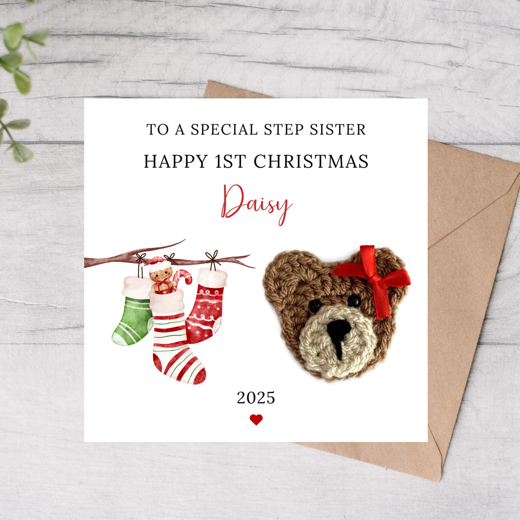 Step sister first Christmas card personalised
