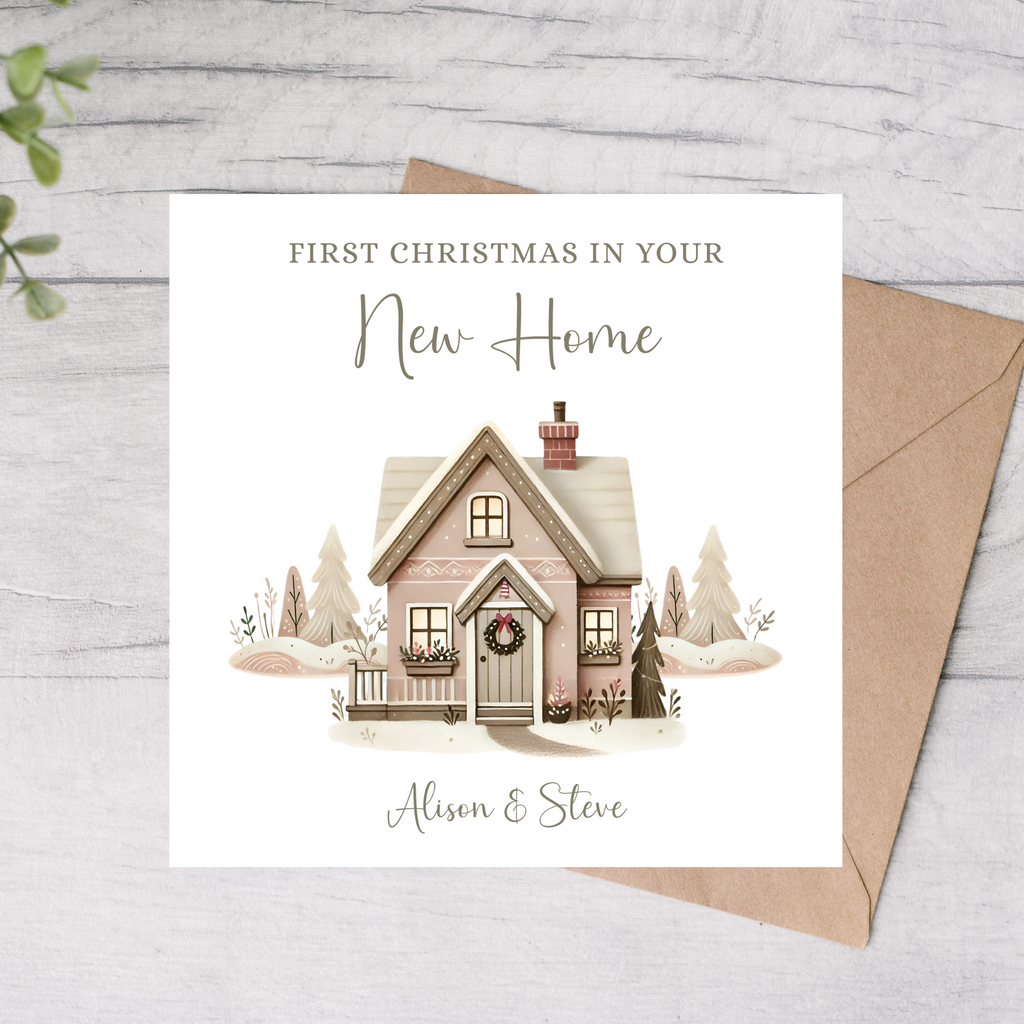 Personalised First Christmas in new home card 