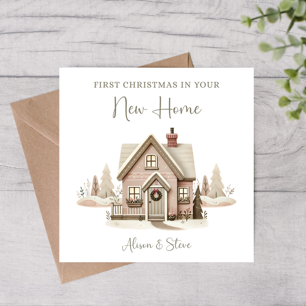 First Christmas in new home card personalised