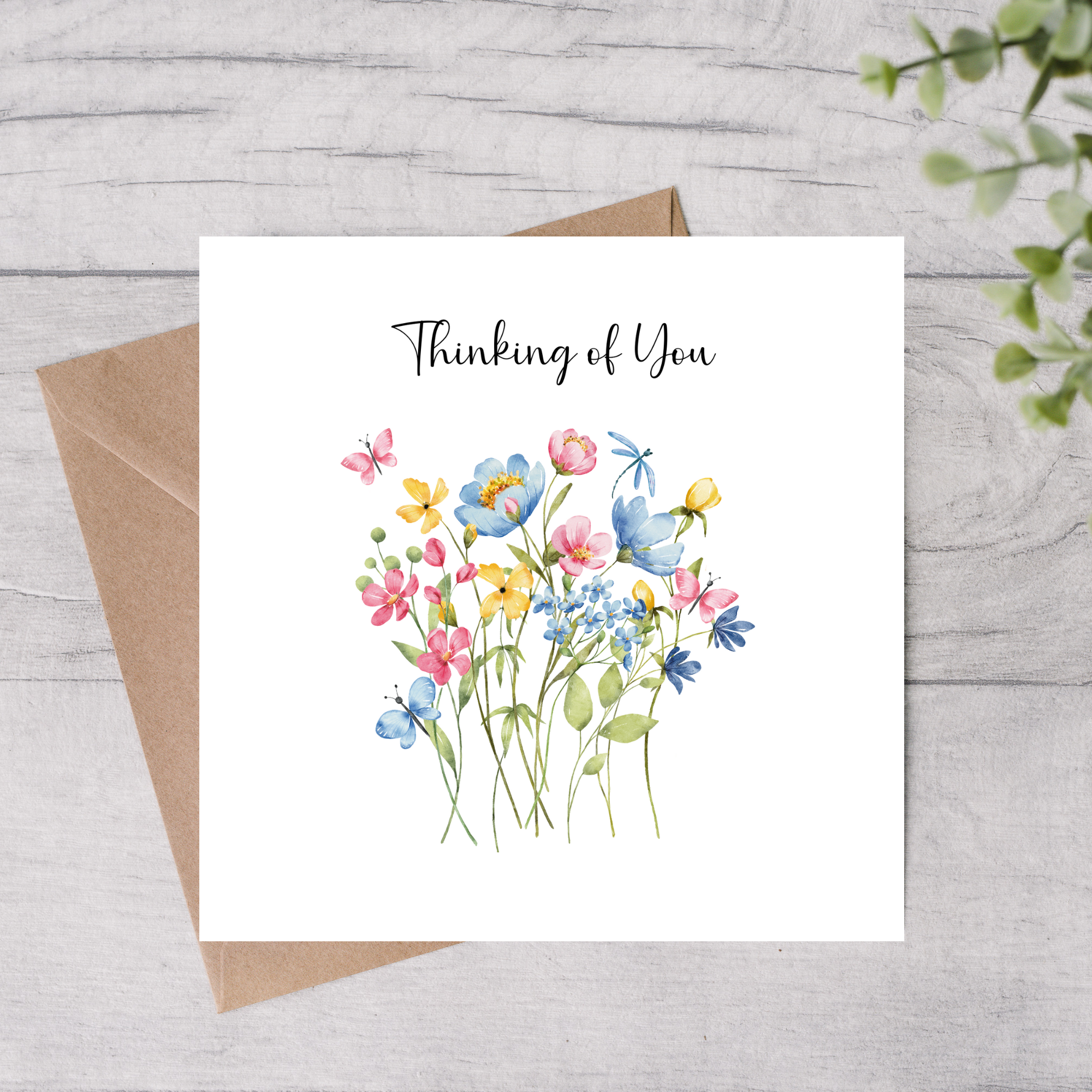 Thinking of you card with floral design 