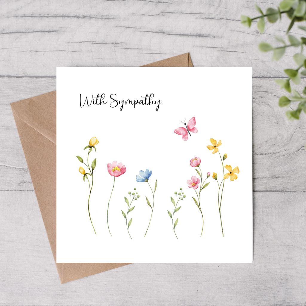 Sympathy card with a floral design