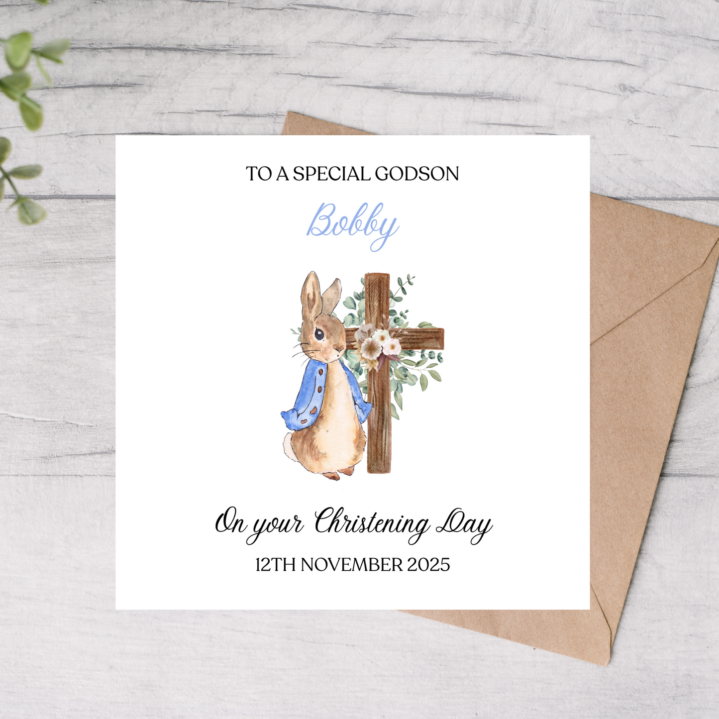 Christening card for Godson