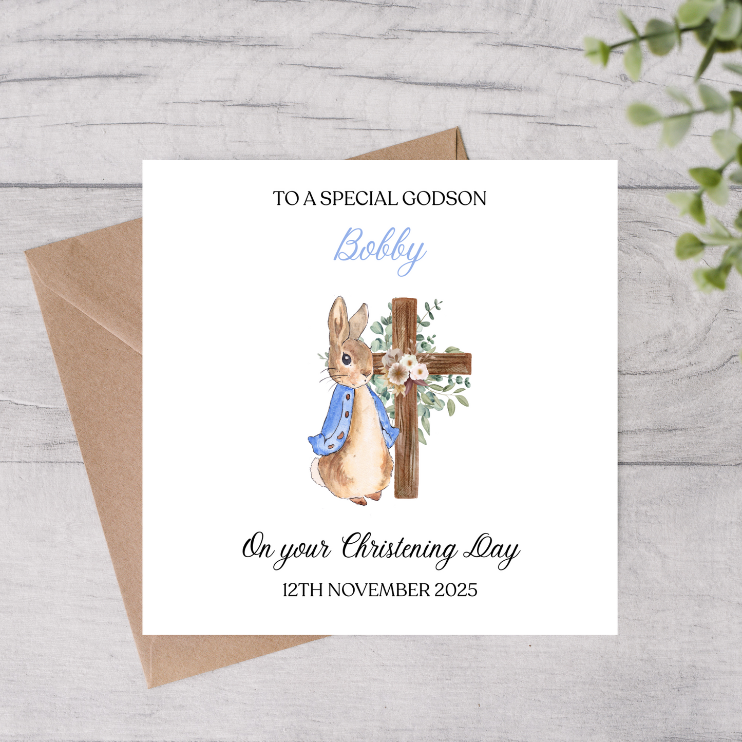 Christening card for Godson