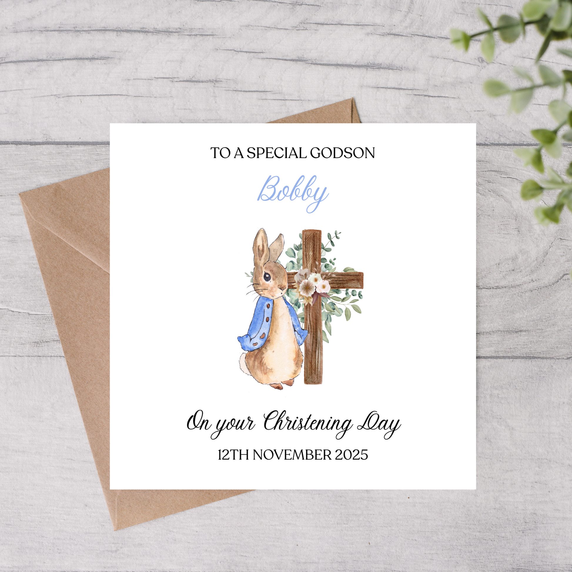 Christening card for Godson
