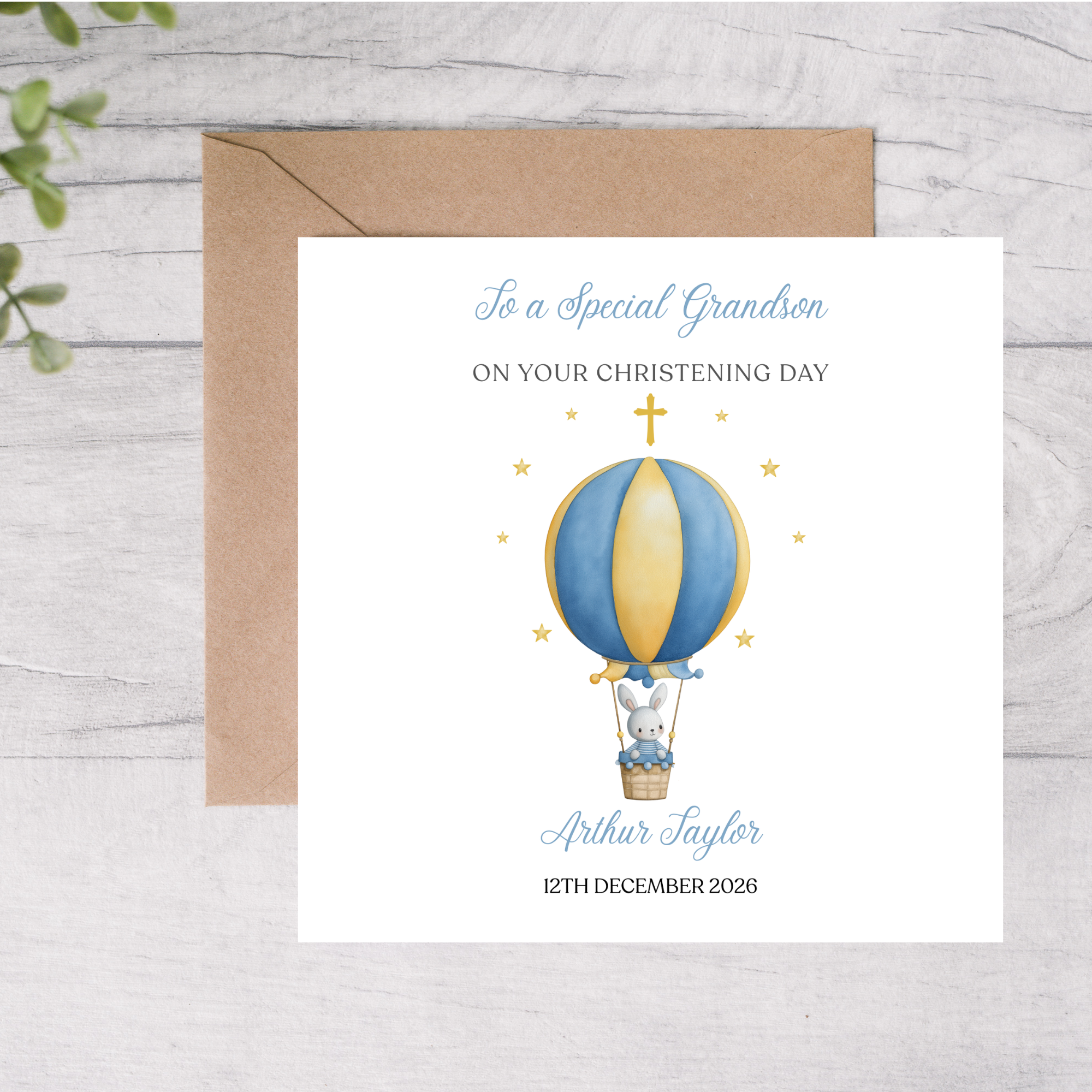 Personalised Christening Card for Grandson