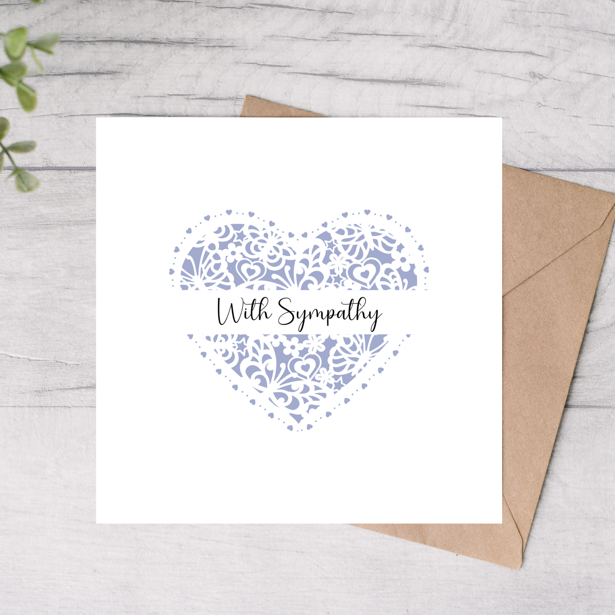Sympathy card with decorative heart design