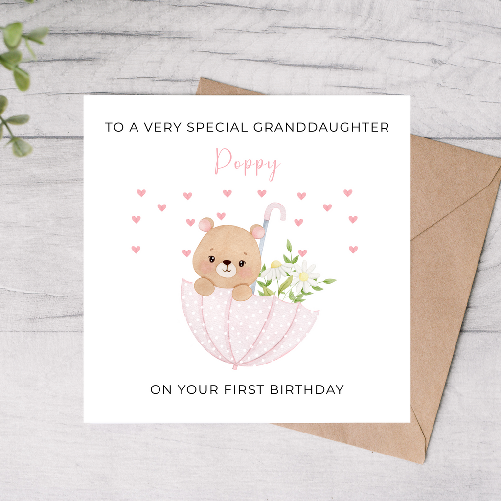 1st Birthday Granddaughter Card