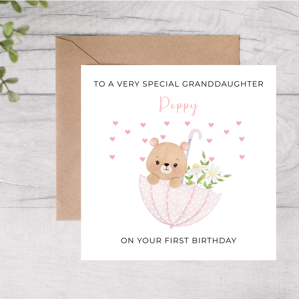1st Birthday Granddaughter Card