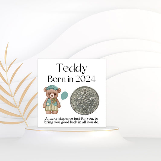 Born In 2024 Personalised Sixpence Gift